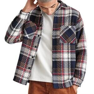 WAX London Whiting Overshirt - Union Check Navy - Blue Plaid - Size L